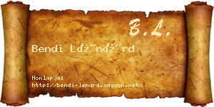 Bendi Lénárd névjegykártya